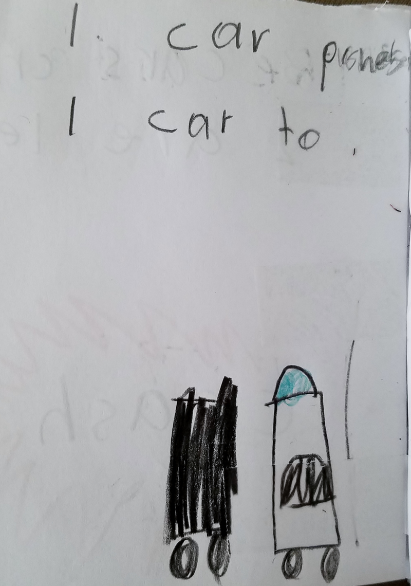 One car pushed one car to...